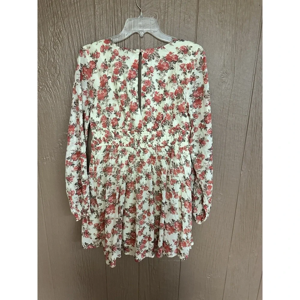 NWT Free People Women's Keep You Smocked Mini Dress Long Sleeve‎ Fall Floral
